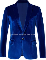 1Pcs Multi-color Tailor-made Autumn Winter Velvet Blazer Green/Black/Red/Blue Shawl Lapel Men's Coat Dinner Party Wear Jacket