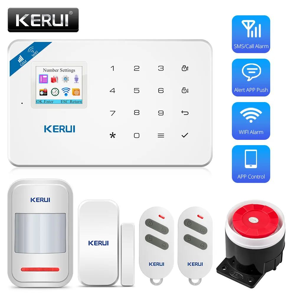 KERUI W18 Беспроводная аварийная сигнализация wifi GSM Android ios приложение управление
