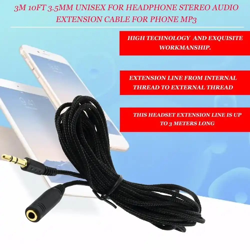 3 м 10 футов 5 мм удлинитель для наушников CableUnisex стерео аудио Шнур адаптер телефона