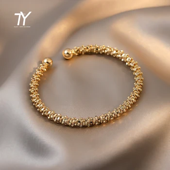 Classic Simple Copper Alloy Gold Jewelry Bracelets Korean Fashion