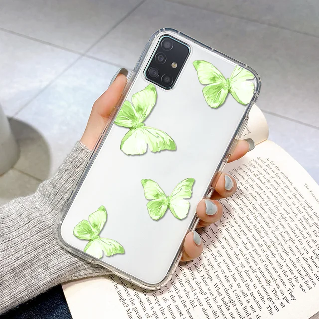 Butterfly Case for Samsung A51 Coque Samsung A32 A52 A72 A12 A31 A71 A50 A70 S20 FE S21 Ultra S30 Plus Silicone ShockProof Cover UA34