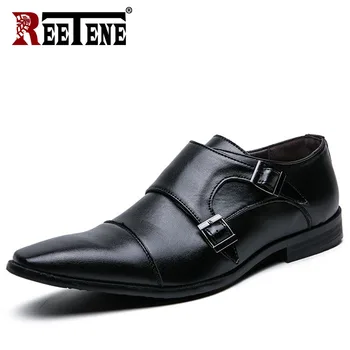 

REETENE Classic Business Flats Shoes Men Formal Dress Leather Men Shoes Casual Shoes For Wedding Party Formal Oxford Footwear