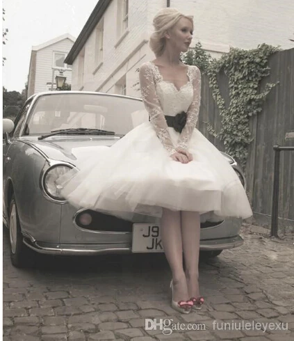 Свадебное платье Casamento кружевное с длинным рукавом vestido de noiva модные Романтические Сексуальные Короткие Платья для подружек невесты