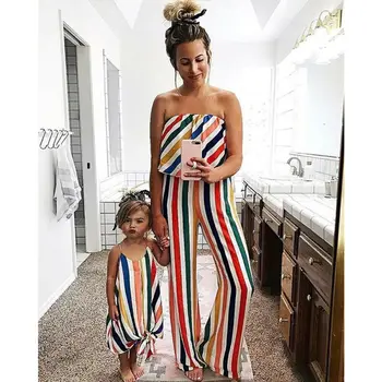 

Family Matching Clothes Mother and Daughter Clothes Striped Parent-child dress Family Look fits Baby Girl Casual Clothes Summer