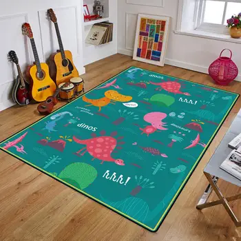 

Cartoon Animal Kids Carpet Soft Flannel Bedroom Rug Doormat Decor Dinosaur Pattern Children Play Area Rug Carpet for Living Room