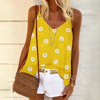 

2020 Blouse Women Summer Print Blouses Shirt Backless Sleeveless Boho Women's Blouses Plus Size 3XL Sexy V Neck Beach Shirt