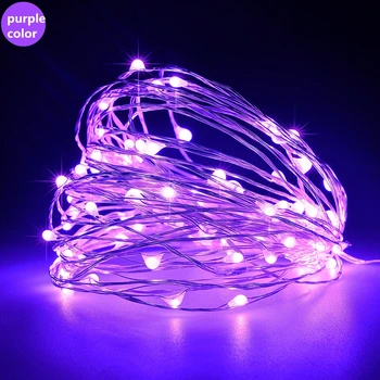 

Purple LED String light Copper Wire 10M 33FT Fairy Garland Home Christmas Wedding Party Decoration Battery Operated Waterproof