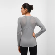 Женская сексуальная Бодибилдинг Фитнес футболка с длинными рукавами Йога сетка гимнастическая майка спортивная одежда зауженного покроя одежда для бега Женская