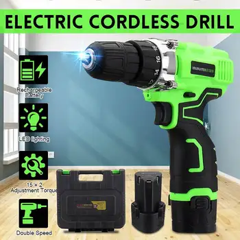 

Electric Screwdriver Cordless Drill Wireless Power Driver 12-Volt DC Lithium-Ion 1/2 X Battery 2-Speed with suitcase