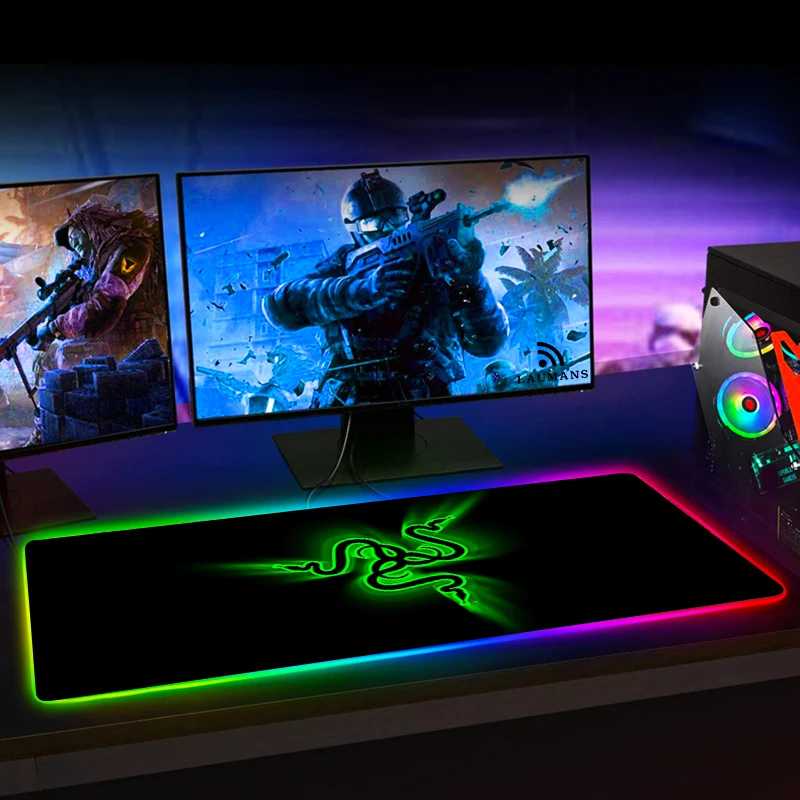 RGB игровой коврик для мыши Razer, большой светодиодный компьютерный геймерский коврик для мыши, большой коврик для мыши xxl, коврик для клавиатуры, Настольный коврик с подсветкой-3