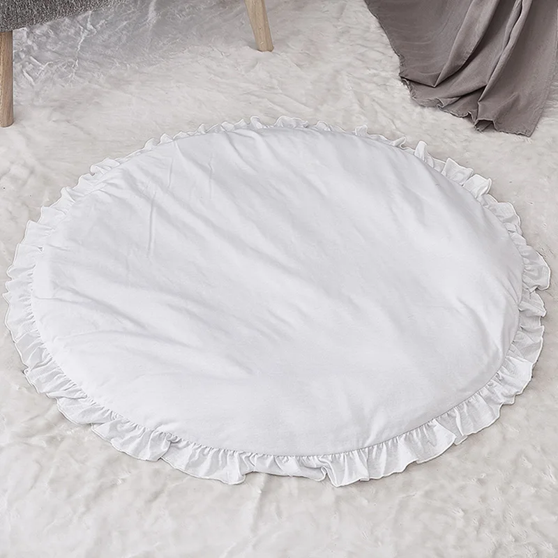 white Коврик для ребенка, мягкий игровой коврик, мягкий хлопковый коврик для ползания, игровой коврик для девочек, Круглый Пол, ковер для детской интерьера, декор для комнаты - Цвет: white