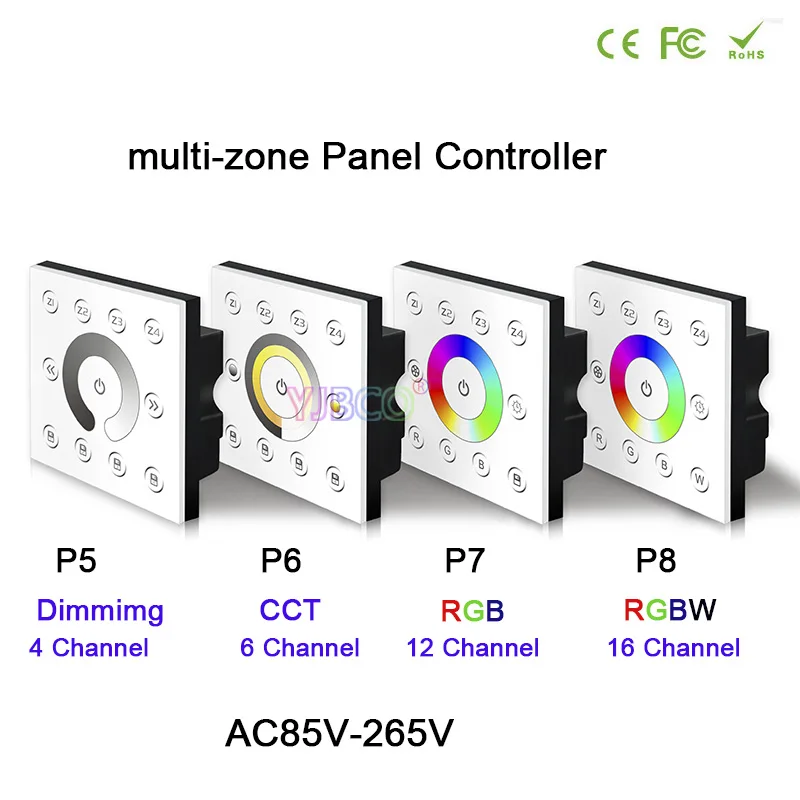 

BC AC85V-265V led Wall-mounted DMX512 Console Master Touch panel controller dimming/CCT/RGB/RGBW dimmer for LED Strip Light
