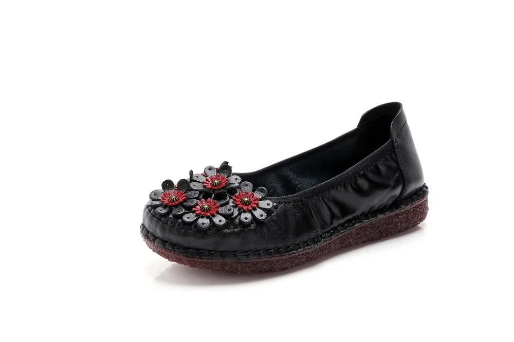 OUKAHUI/ г. Демисезонная женская обувь на плоской подошве из натуральной кожи в китайском стиле женские слипоны ручной работы, удобная повседневная обувь на плоской подошве в винтажном стиле
