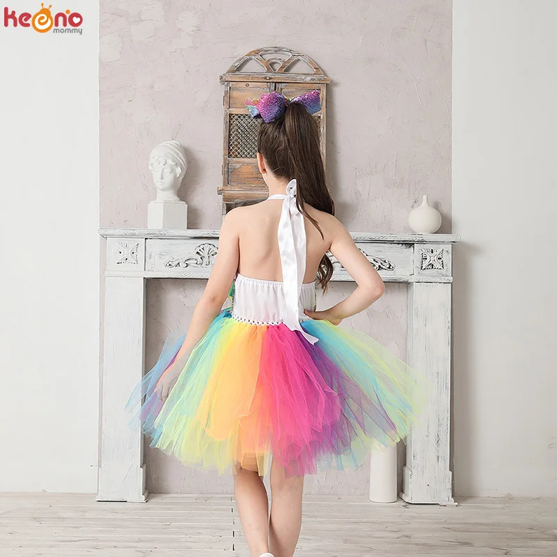 Robe tutu de princesse à paillettes arc-en-ciel pour filles, robes
