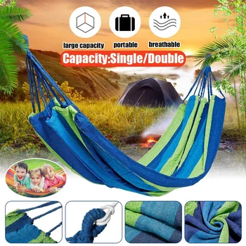 

Single/Double Hammock 120KG Portable Travel Camping Hanging Hammock Swing Bed Outdoor Hiking Sleep Lazy Chair Canvas Hammocks