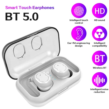 

TWS-8 Stereo Music Sports Bluetooth 5.0 Earphone with Sports Ear Hooks 500mAh Charging Box eadphones Wireless Charge Headset