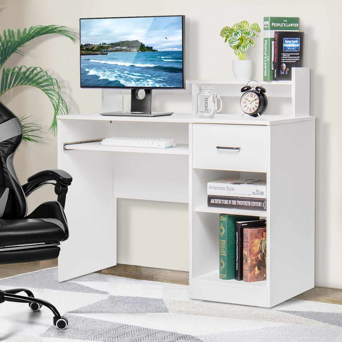 Escritorio escritorio para ordenador mesa con estantería de estudio escritorio mesas de computadora portátil muebles para dormitorio|Escritorios para ordenador| AliExpress