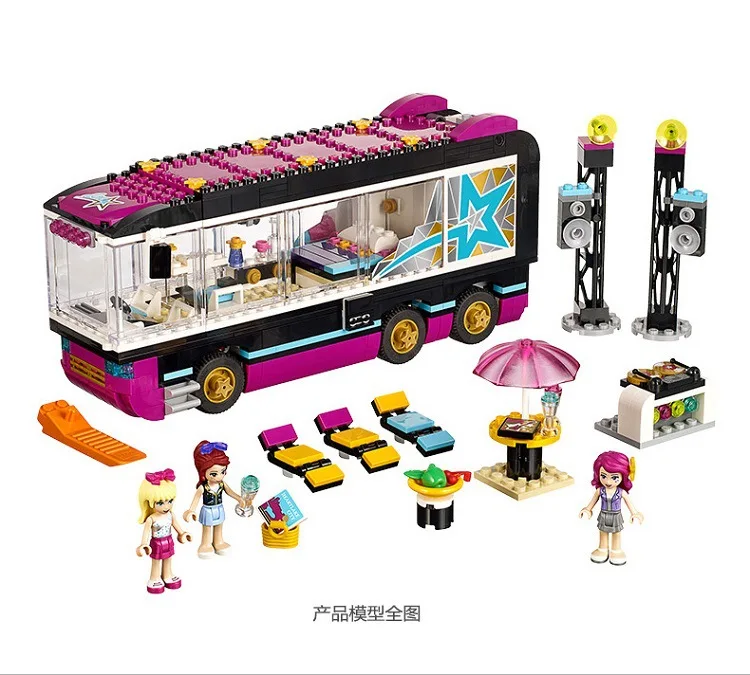 Beste 684Pcs Pop Star Tour Bus 10407 Vrienden Serie Bouwstenen Speelgoed voor Kinderen Compatibel met legoinglys 41106