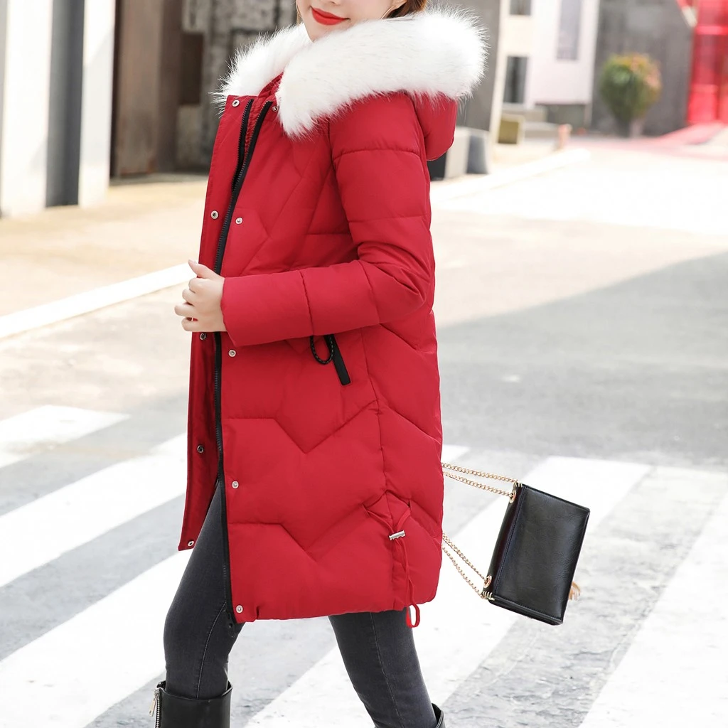 JAYCOSIN New Arrival Coats Parka Fashion Slim Women Winter Hooded Warm Coat Plus Size Thick Fur Cotton Padded Jacket Femal 924