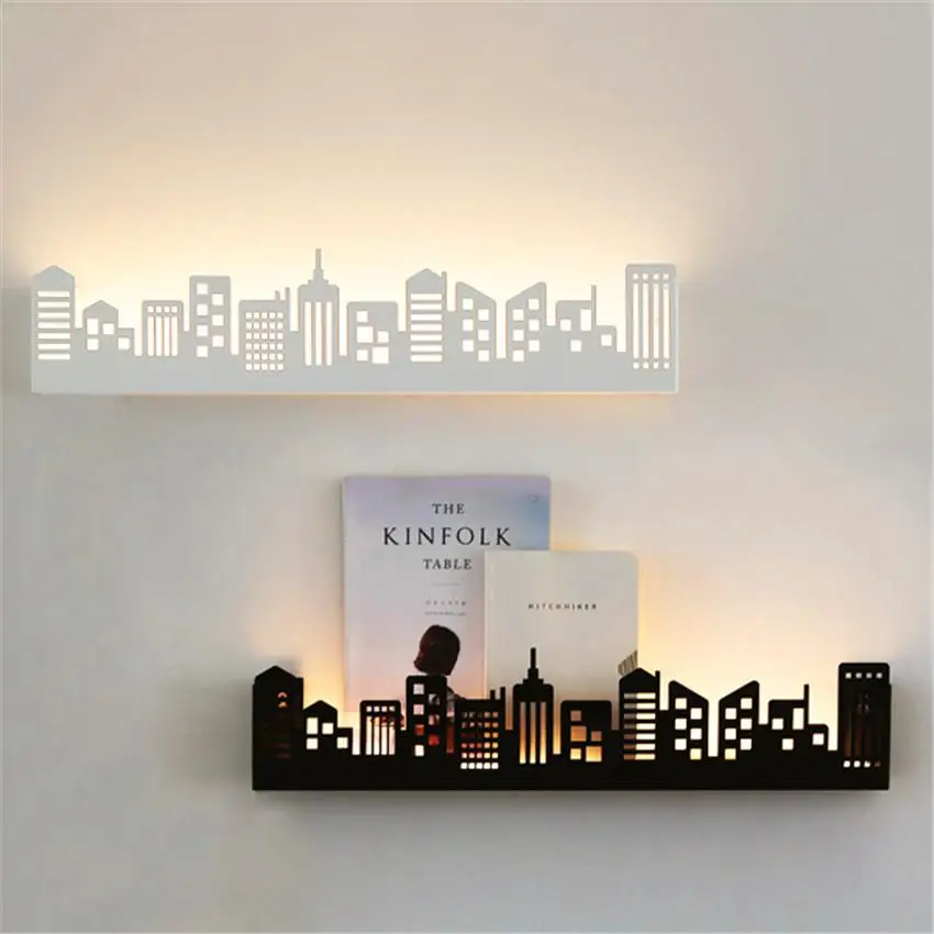 

Modern LED Wall Lamp Scandinavia Style City LED Sconces Lights Shelf Lighting Fixtures Living Room Bedroom Wall Lights Luminaire