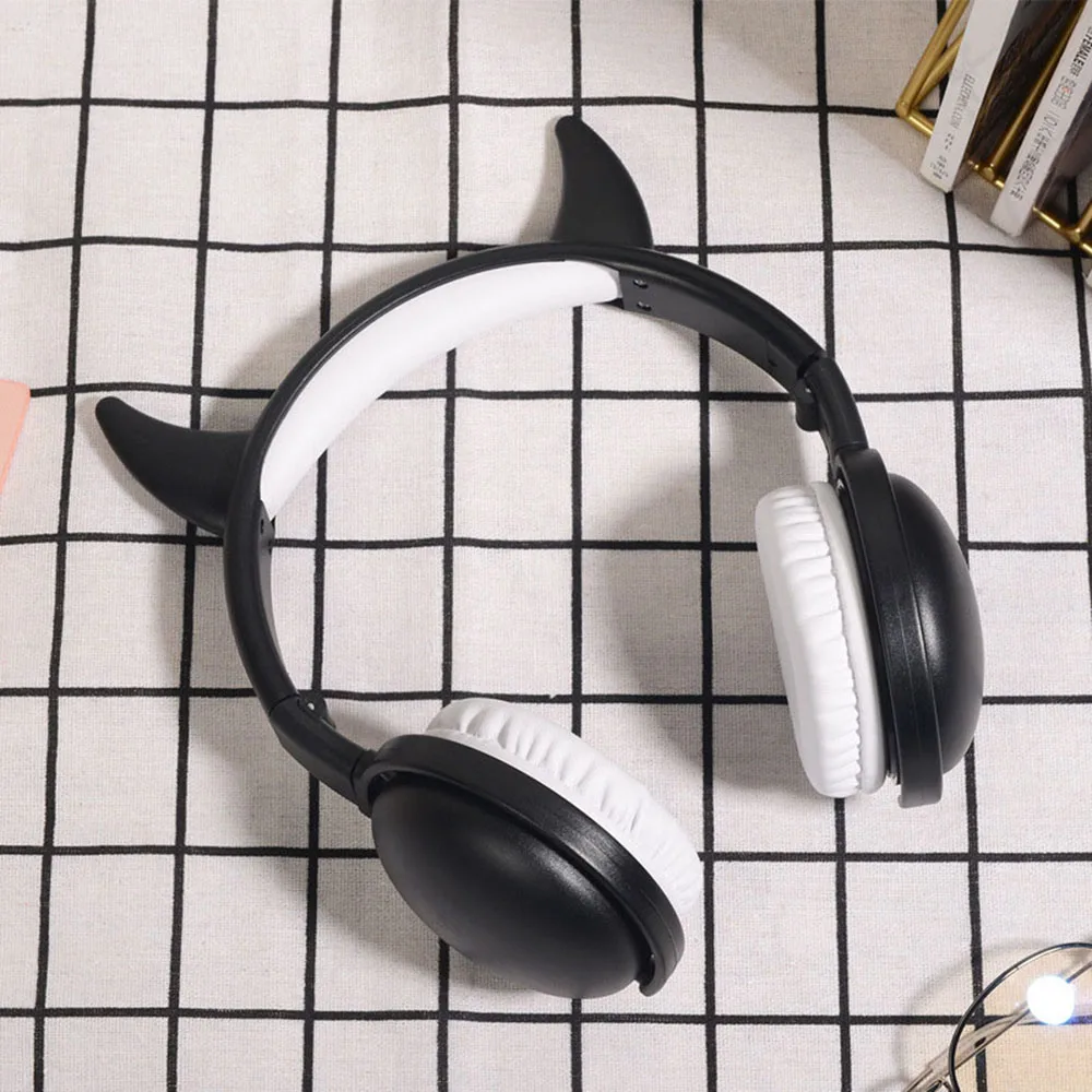 Наушники с кошачьими ушками Bluetooth 5,0 милый шумоподавление 3,5 мм разъем микрофона для iPhone XS макс. для планшетов Компьютерная гарнитура складной бас - Цвет: Black White