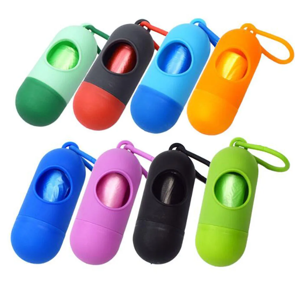 8 Colors Pet Dog Poop Bag Dispenser Waste Garbage Holder Dispensers + Poop Bags Set Pets Dogs Trash Cleaning Supplies