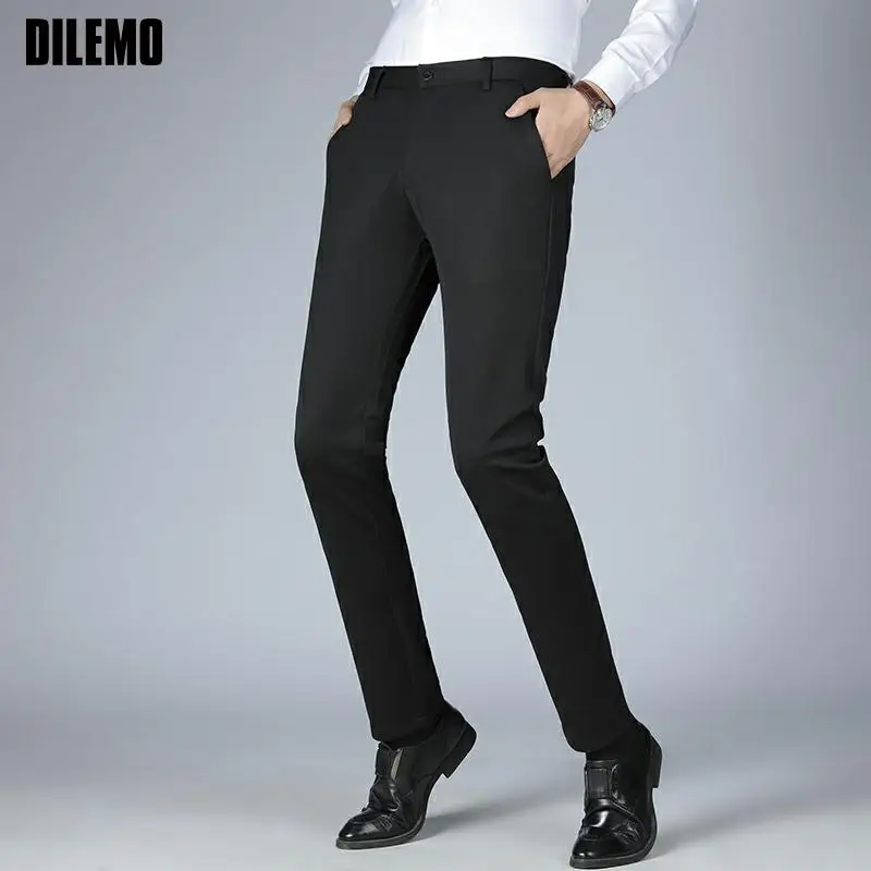 DILEMO Trousers Non-ironing Wrinkle Free New Brand Casual Elastic Long ...