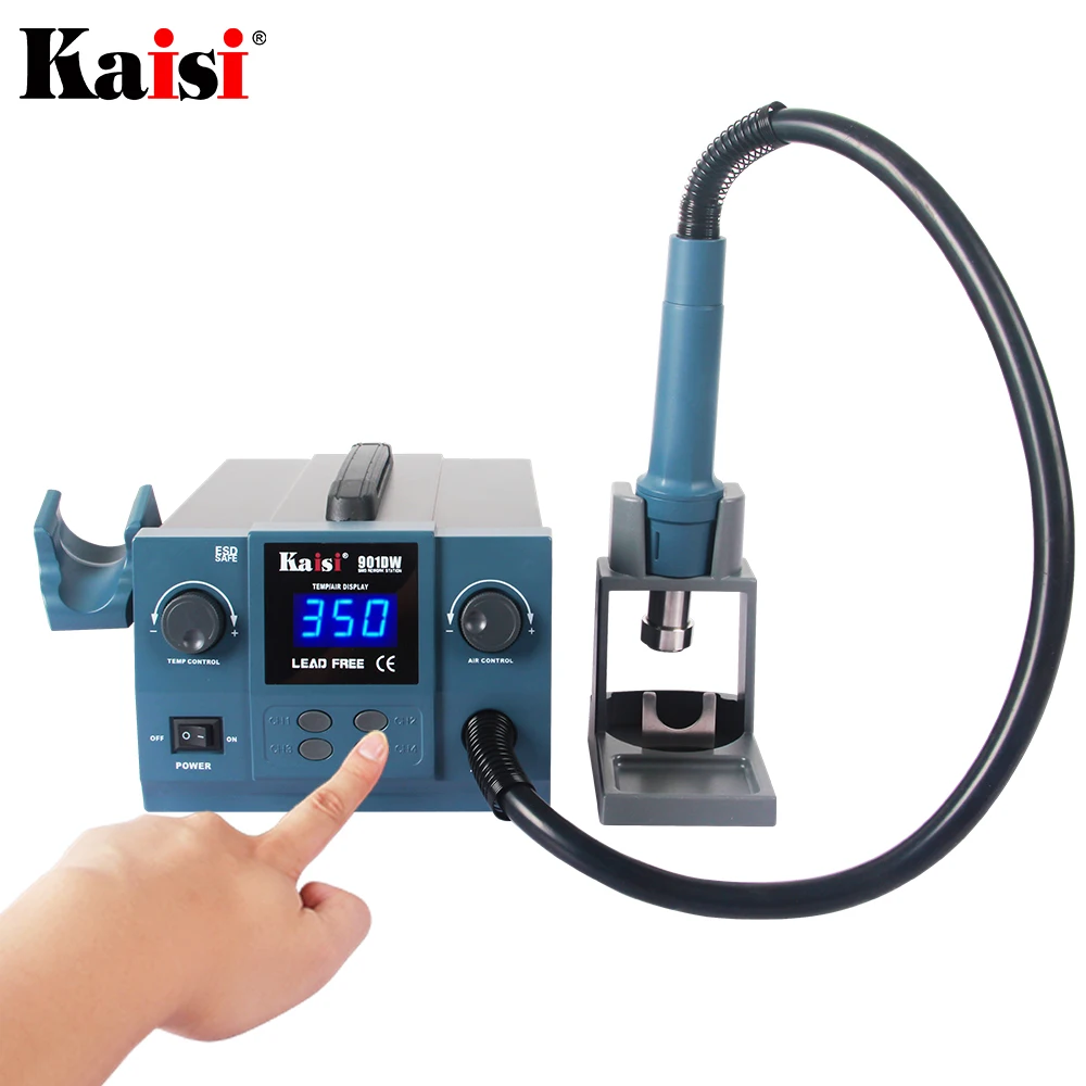 Оригинальная Kaisi 901DW 1000 Вт Бессвинцовая паяльная станция с горячим воздухом профессиональная микрокомпьютерная Тепловая пушка паяльная станция