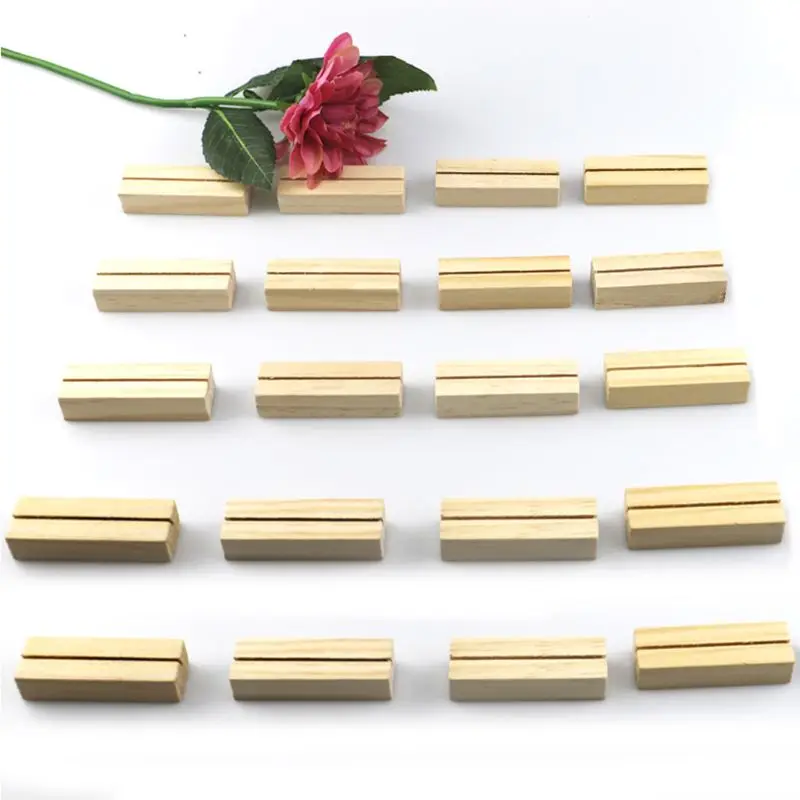 20pcs Natural Name Memo Clips Photo Holder Business Card Stand Desktop Message Wedding Party Decor