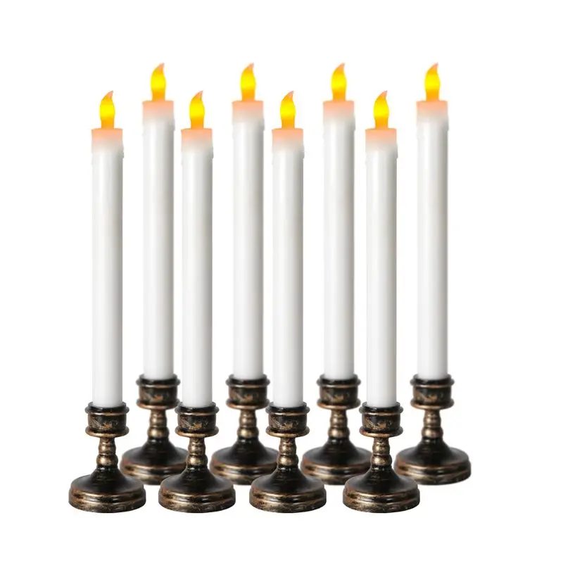 

2pcs Long Pole Electronic Emulation Candles LED Flameless Candles with Candle holder Christmas Festival Wedding Decoration