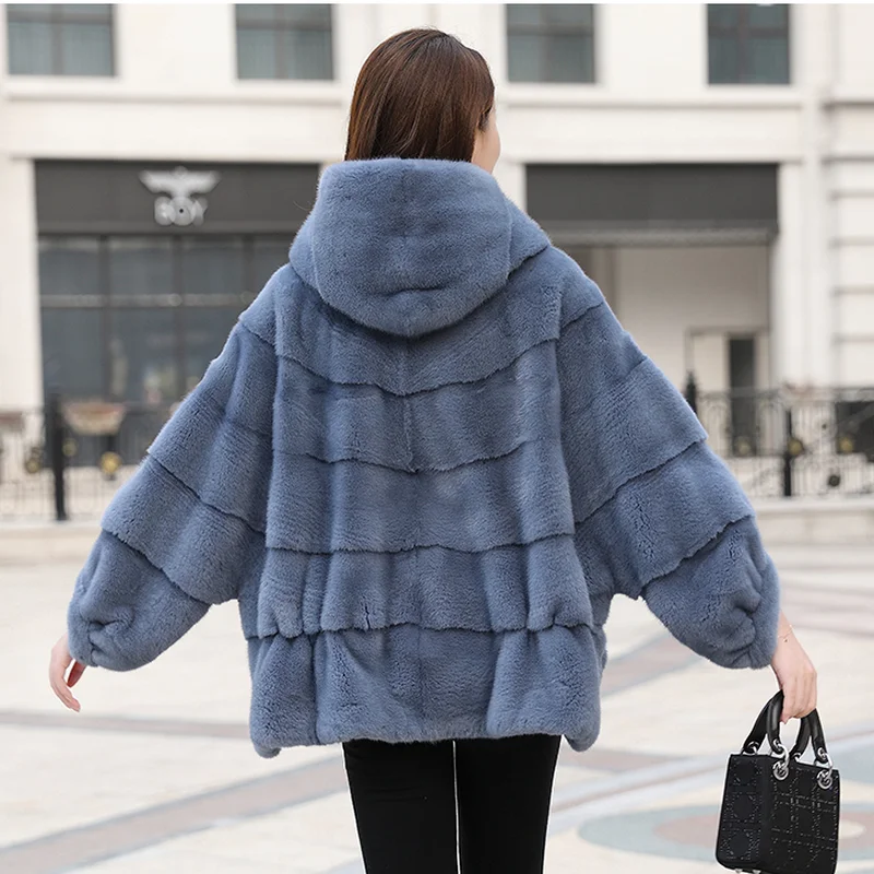 Free Shipping Genuine Mink Fur Bat Sleeved Coat Real Mink Fur Coat Lady's Mink Fur Poncho Real Fur Shawl Wholesale Retail OEM