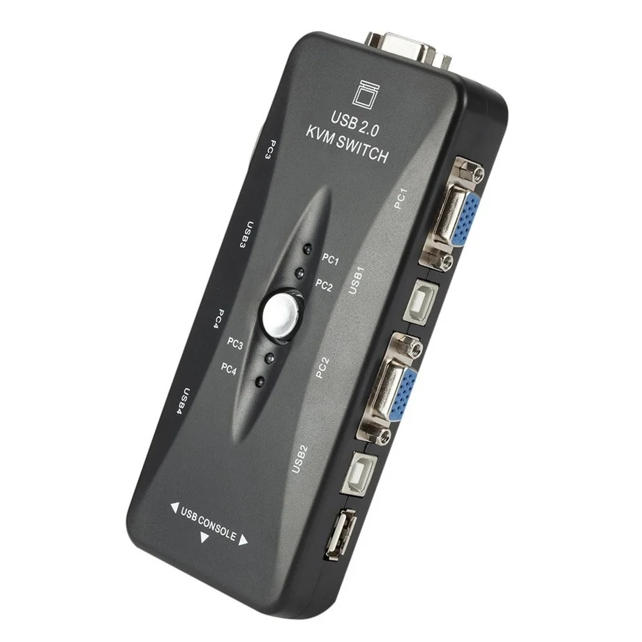 4 Port KVM Switch USB 2.0 VGA Splitter Printer Mouse Keyboard Pendrive Share Switcher 1920*1440 VGA Switch Box Adapter usb kvm switch vga switcher