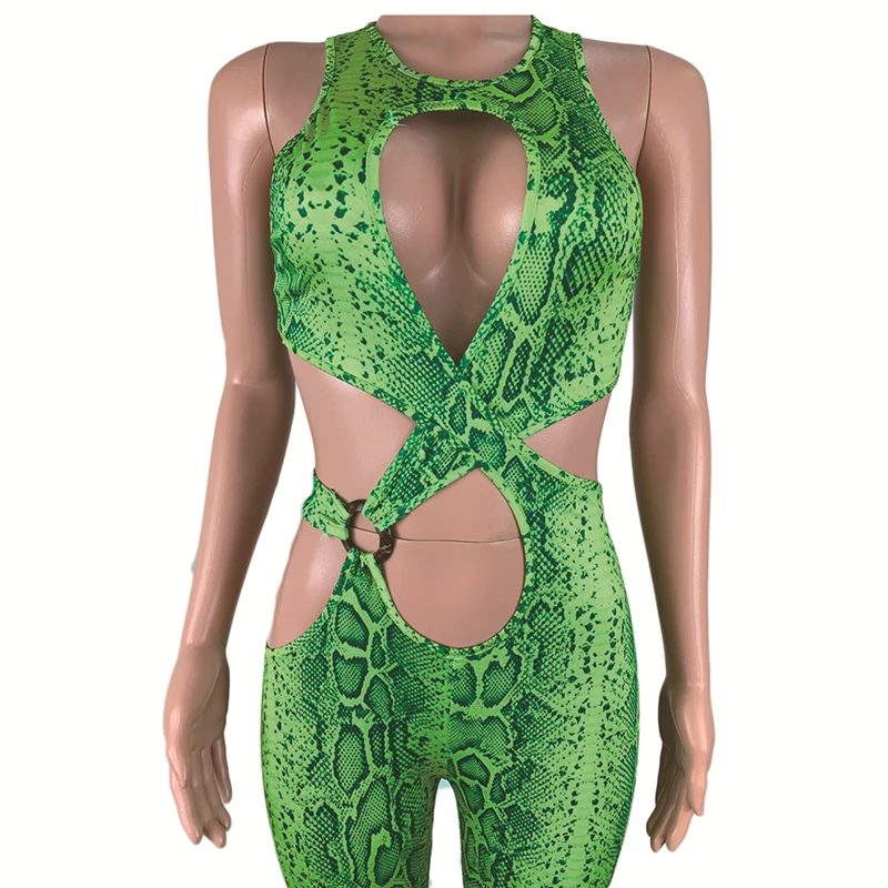 Adogirl Snakeskin Print Jumpsuit