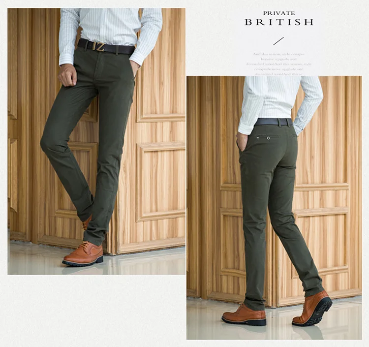 A Generation of Fat Spring And Summer-Ultra-stretch Casual Pants Young MEN'S Slim Fit Straight-Cut Pure Cotton Long Pants Fashio