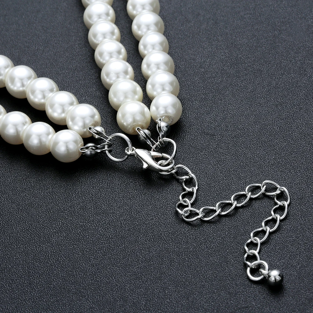 CC Jewelry Sets Stud Earring and Necklace Fashion Pearl For Bridal Women Party Wedding Accessories Crystal Luxury Style D009