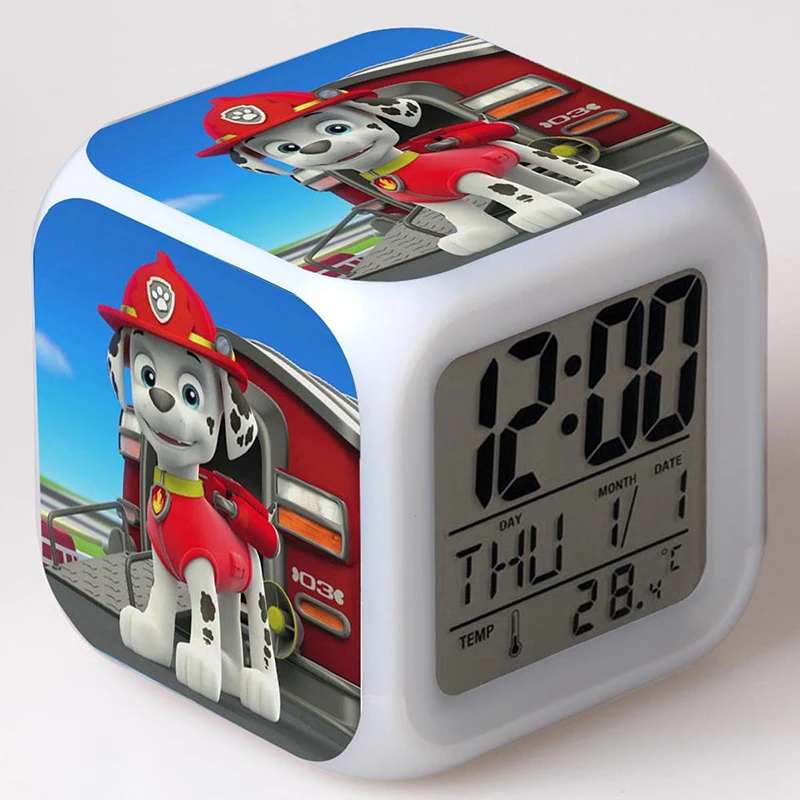 Paw Patrol Аниме Фигурка модель светодиодный Будильник Patrulla Paw patrol красочный флэш сенсорный светильник Мультяшные Фигурки игрушки Рождество