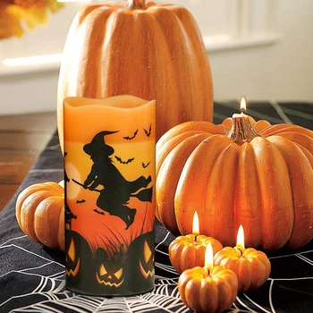 

3pcs Halloween Flameless Flickering LED Candles Battery Operated Carnival Candle Light with 6-Hour Timer