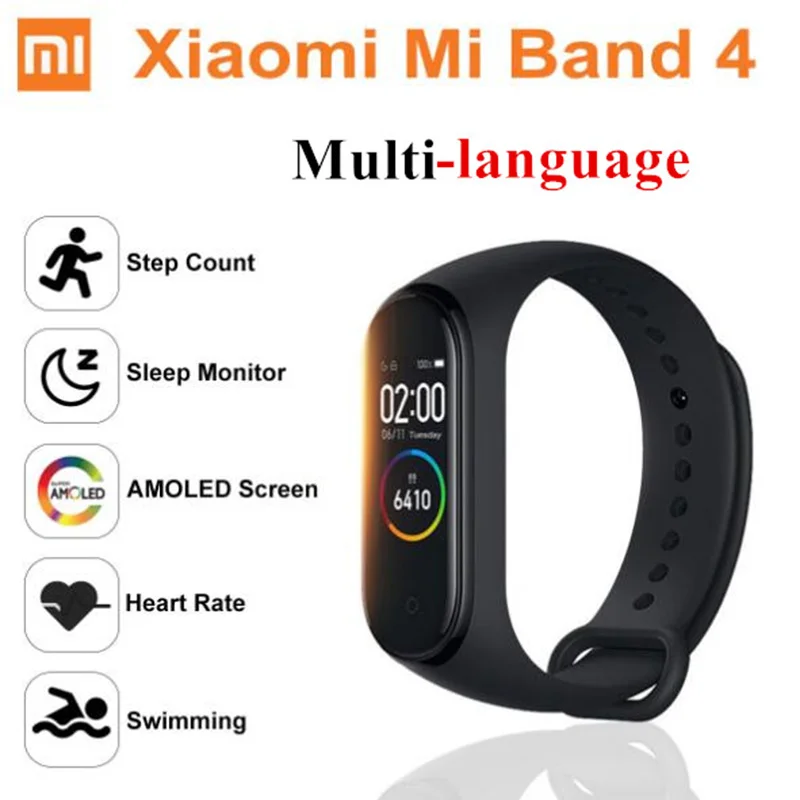 Xiaomi Mi Band 4 глобальная Версия смарт-браслет miband 4 умный Браслет фитнес-трекер для измерения сердечного ритма спортивный смарт-браслет