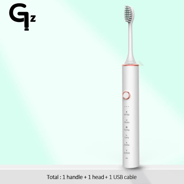 GeZhou Electric Toothbrush Sonic Toothbrush Rechargeable IPX7 Waterproof 6 Mode Travel Toothbrush with 8 Brush Head best gift N100white 1