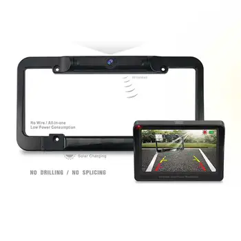 

Backup Camera 4.3in LCD Screen Car Monitor Kit Video Easy Install Rechargeable HD Wireless License Plate Solar Powered Dashboard