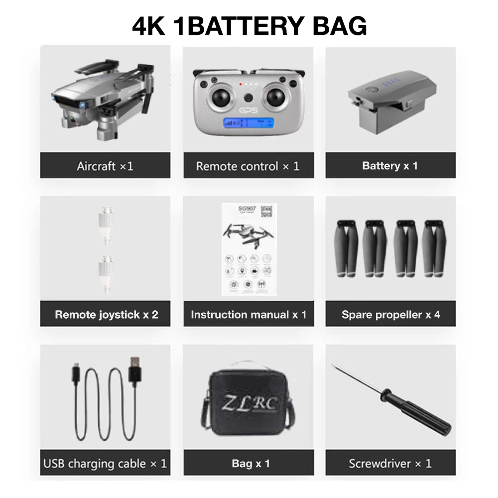 SG907 Дрон 4k камера X50 зум широкий анти-встряхивание 5G wifi FPV Gesture фото gps Профессиональный Дрон RC вертолет Квадрокоптер Рождество - Цвет: 5G 4K GPS 1B BAG