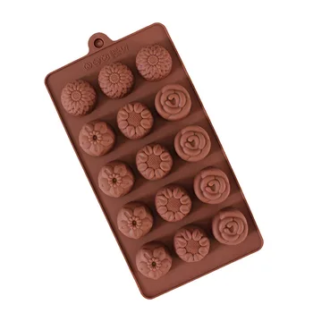 

Silicone Flower Chocolate Mold 15 Slots 3D Rose Flower Cake Soap Maker Mould DIY Jelly Cupcake Molds Tray