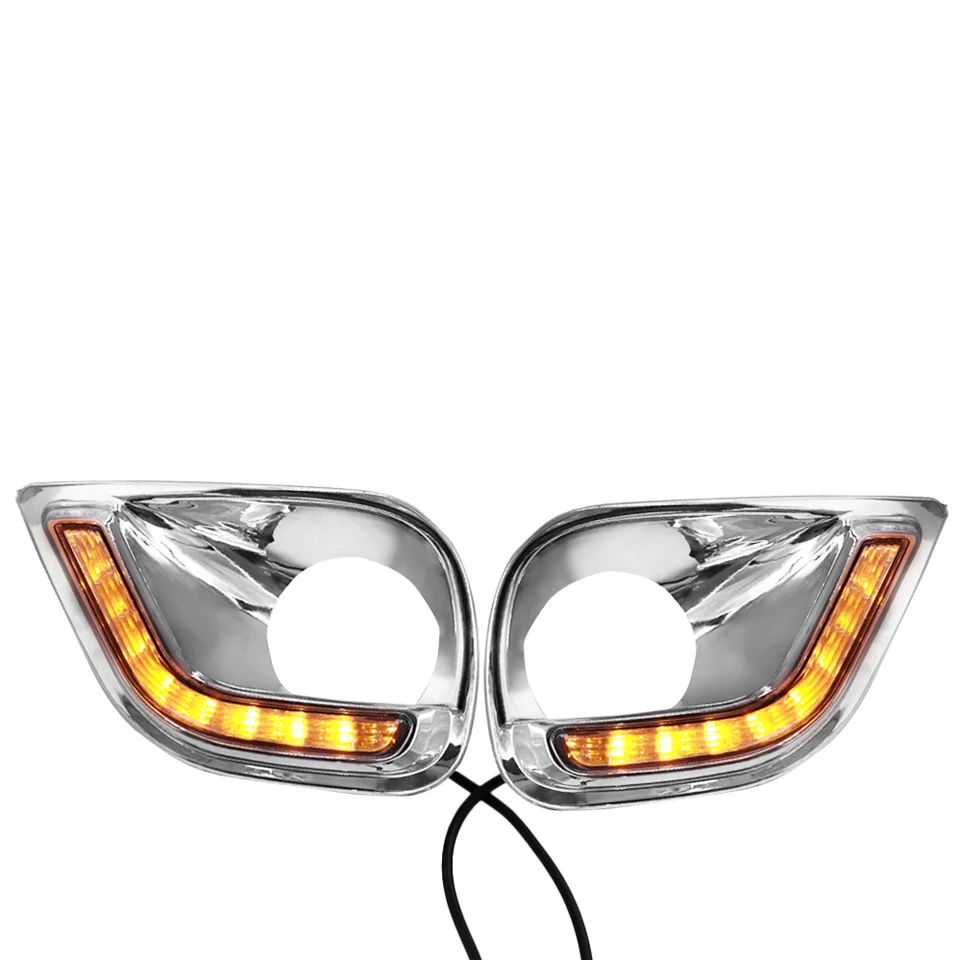 1 Pair Daytime Running Light For Toyota RAV4 2013 Daylight Fog head Lamp Cover LED Light - Испускаемый цвет: white yellow