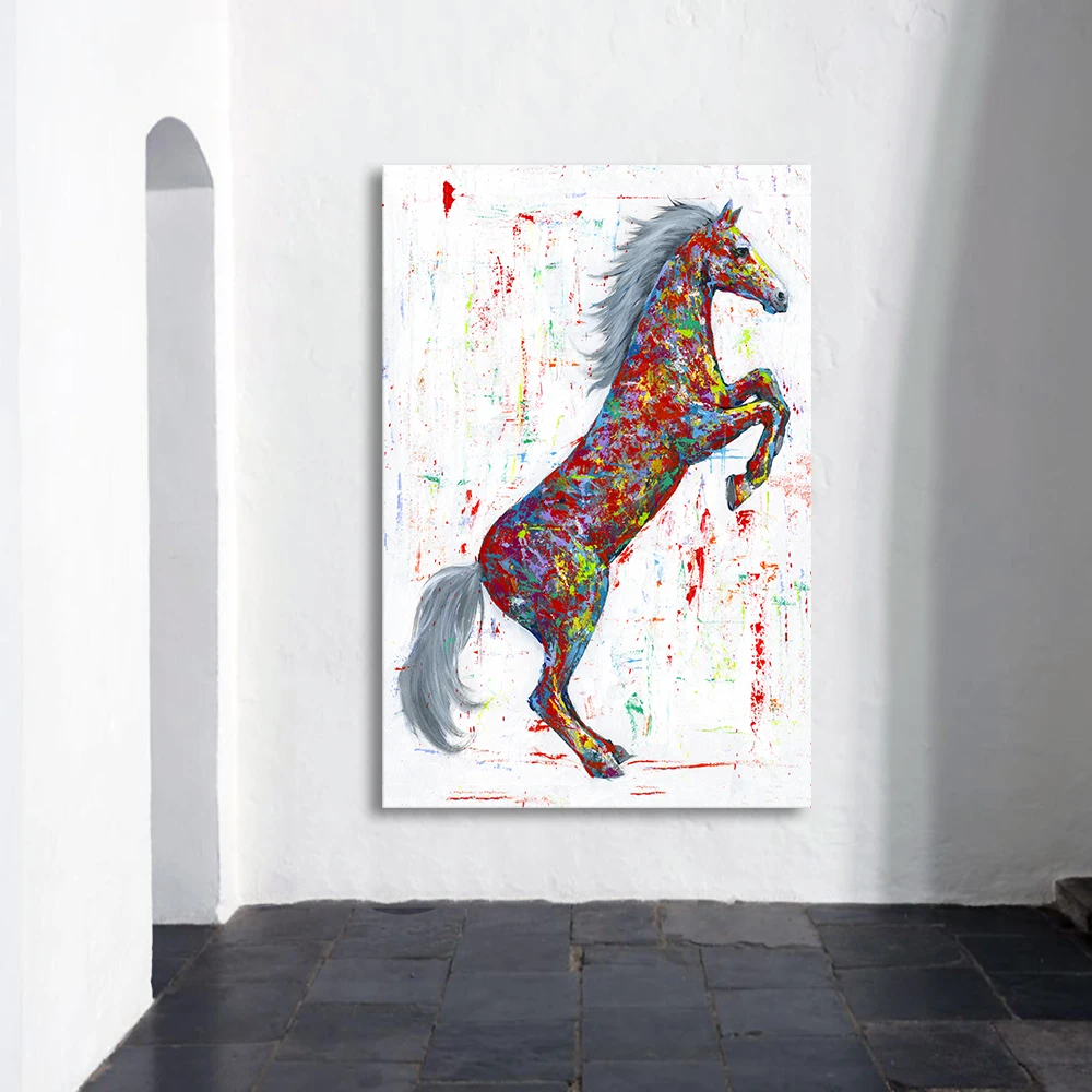 AAVV картина холст картины стены Искусство Картины Животные Печать гарцующая лошадь для гостиной домашний Декор без рамки
