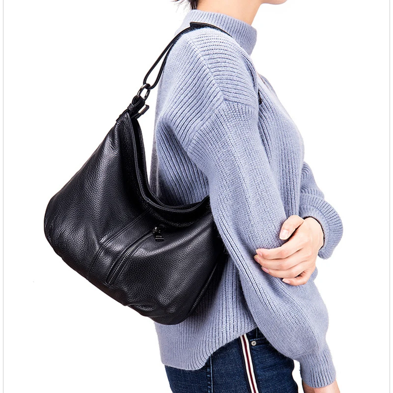 Мягкая кожаная сумка Хобо женская на плечо из натуральной кожи Женская