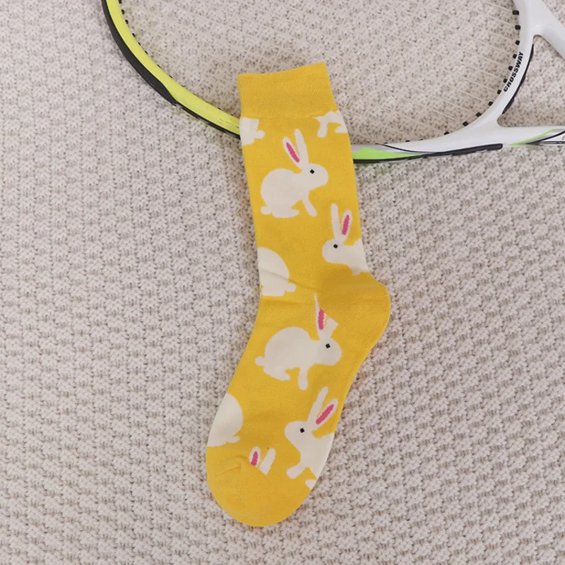 6 pairs leveret 6 пар/лот, носки унисекс с забавным рисунком совы, белки, коалы, медведя, кролика, цветные стильные хлопковые уличные мужские чулки - Цвет: 6 pairs leveret