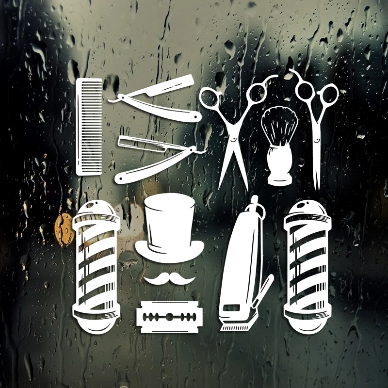 Barber Shop Sticker Chop Bread Decal Haircut Tool Shavers Posters Vinyl Wall Art Decals Decor Windows Decoration Mural