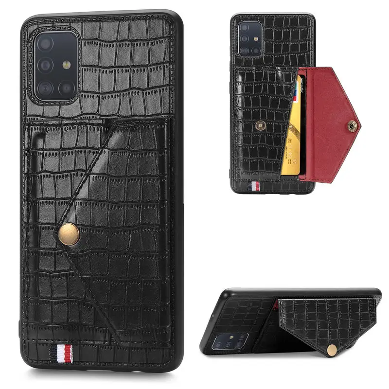 

Case For SamSung Galaxy A71 Crocodile pattern Leather Stand Back Cover For SamSung A 71 A715 Wallet Card slot Anti-fall Cover