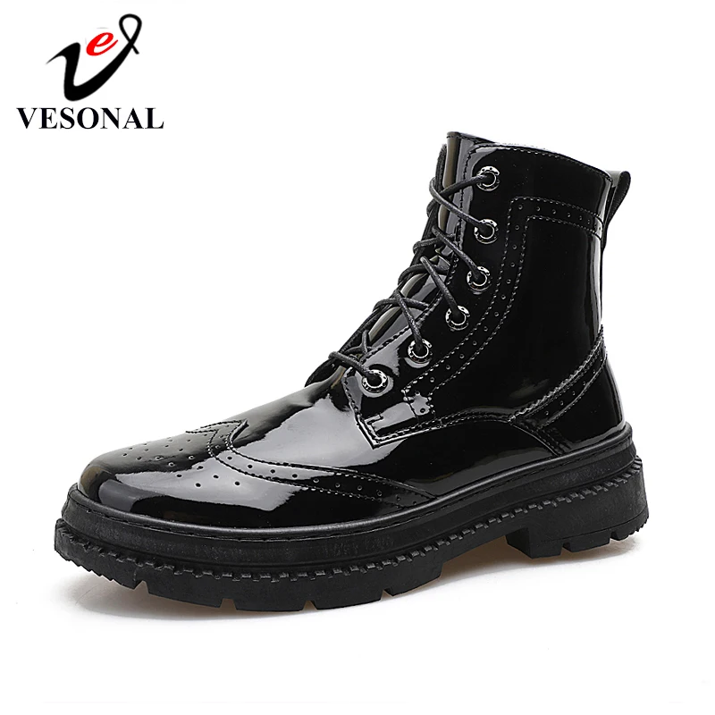 VESONAL/сезон осень-зима; Кожаные Классические Мужские ботинки в байкерском стиле в винтажном стиле; классические мужские повседневные ботинки