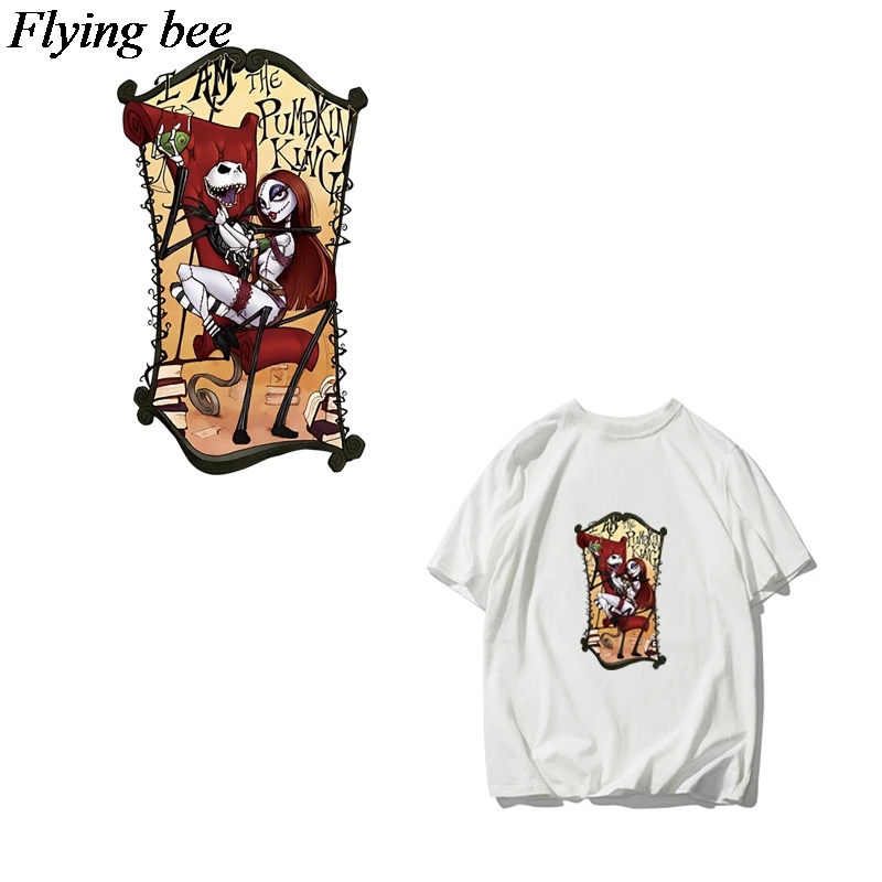 Flyingbee Кошмар перед Рождеством DIY теплопередающие пластыри одежда наклейки футболка украшения термопресс пластыри X0661